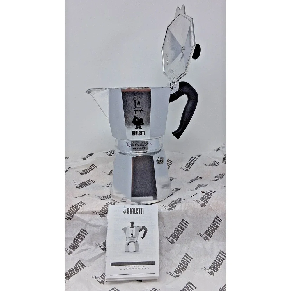 Bialetti Moka Express 6 Stovetop Espresso Maker Silver Aluminum Made in Italy